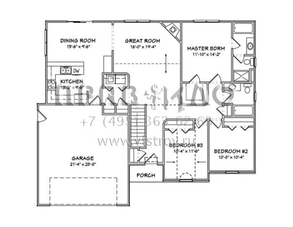 Проект одноэтажного дома с гаражом на две машины в стиле Ранчо S5-141 (849-00066)