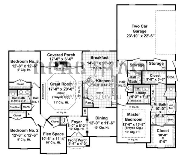 Проект одноэтажного дома с гаражом на две машины в английском стиле S5-222 (348-00144)