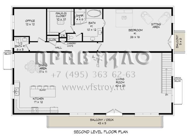 Проект двухэтажного дома с гаражом на три машины с плоской крышей S5-362 (940-00499)