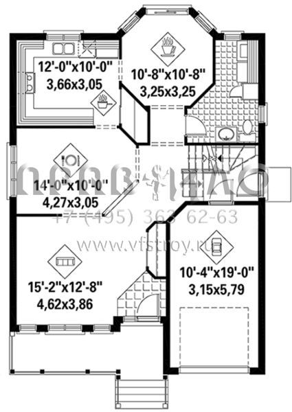 Проект двухэтажного дома с гаражом на одну машину в английском стиле S5-180 (6146-00219)