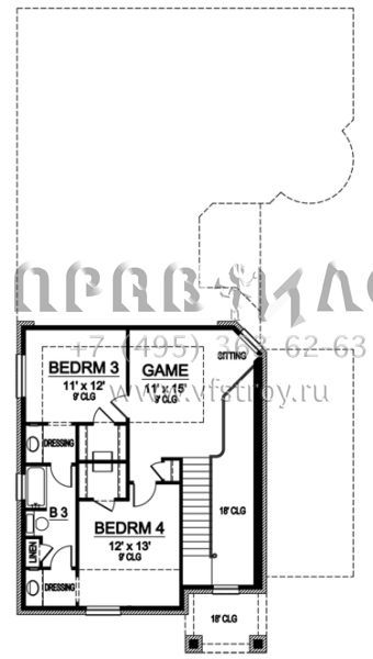 Проект двухэтажного дома с гаражом на две машины в стиле Ранчо S5-266 (5445-00037)