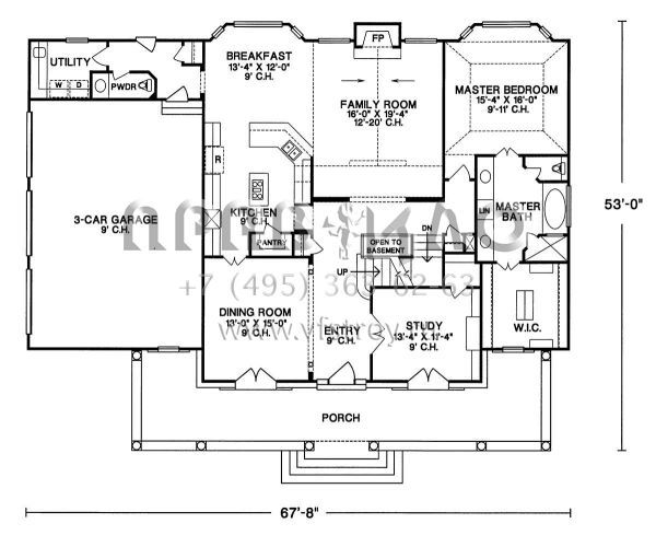 Проект двухэтажного дома с гаражом на три и более машин в классическом стиле S5-285 (402-00990)