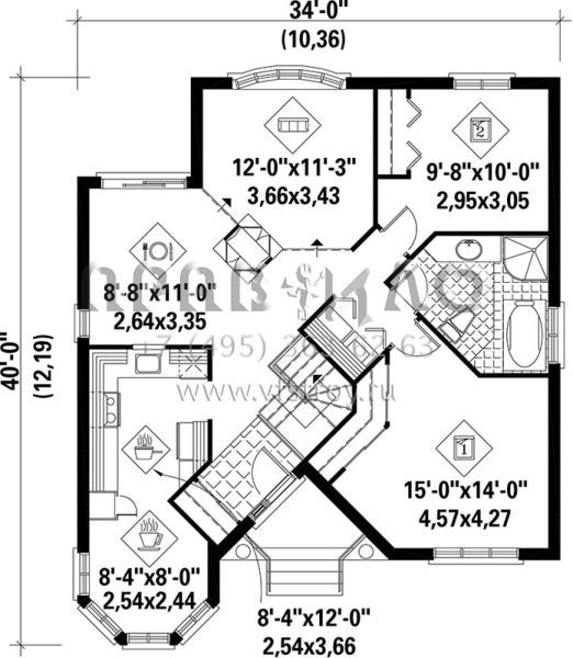 Проект одноэтажного дома без гаража в английском стиле S5-104 (6146-00052)