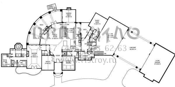 Проект двухэтажного дома с гаражом на три и более машин в современном стиле S5-707 (5631-00049)