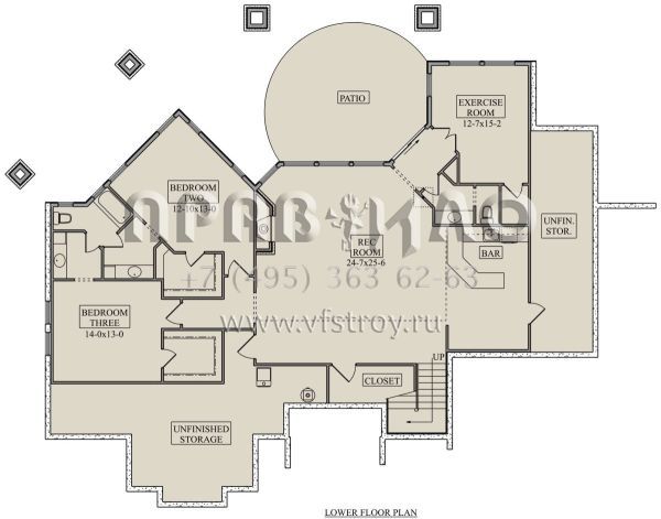Проект одноэтажного дома с гаражом на три и более машин в современном стиле S5-250 (5631-00125)