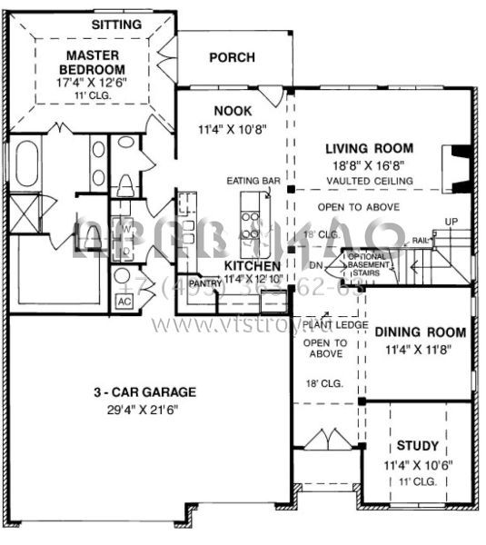 Проект двухэтажного дома с гаражом на три и более машин в стиле Ранчо S5-239 (4848-00286)