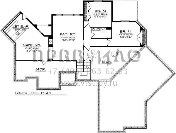 Проект двухэтажного дома с гаражом на три и более машин в американском стиле S5-436 (1020-00203)