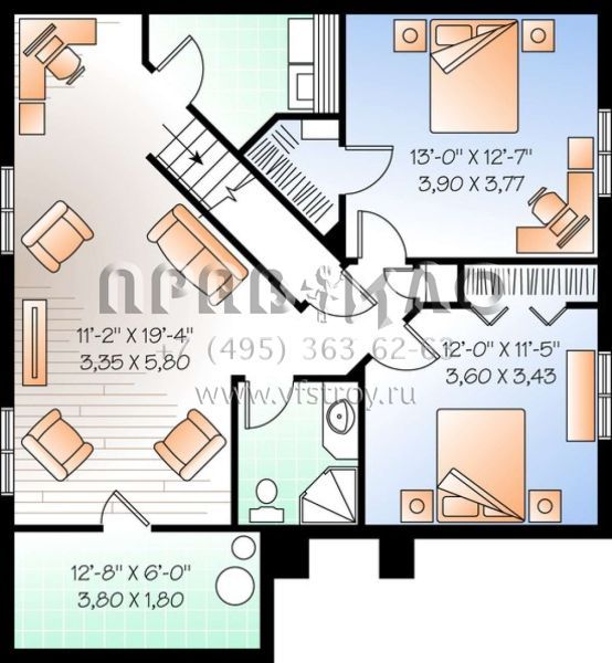 Проект двухэтажного дома без гаража в английском стиле S5-188 (034-01006)