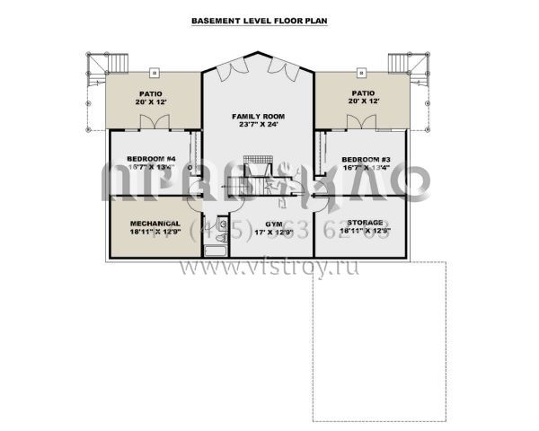 Проект двухэтажного дома с гаражом на две машины в стиле Ранчо S5-493 (039-00735)