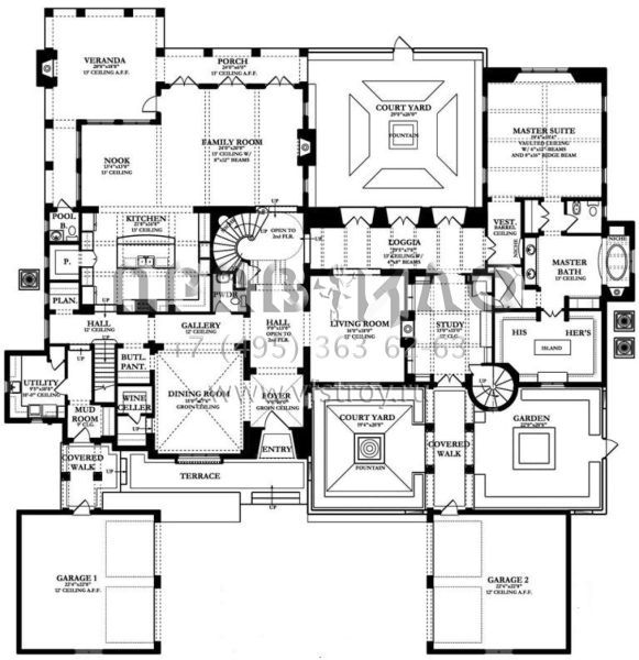 Проект двухэтажного дома с гаражом на три и более машин в прибрежном стиле S5-684 (3978-00013)