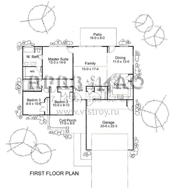 Проект одноэтажного дома с гаражом на две машины в стиле Ранчо S5-126 (9401-00039)
