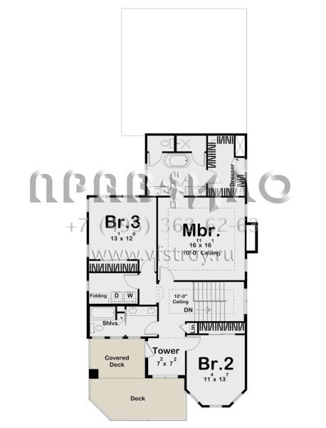Проект двухэтажного дома с гаражом на две машины в английском стиле S5-230 (963-00781)
