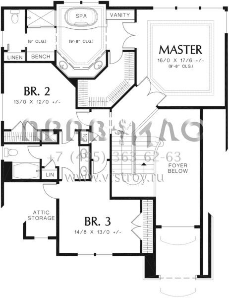 Проект двухэтажного дома с гаражом на три и более машин в стиле Ранчо S5-269 (2559-00328)