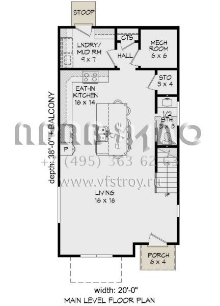 Проект трехэтажного дома без гаража в современном стиле S5-170 (940-00165)