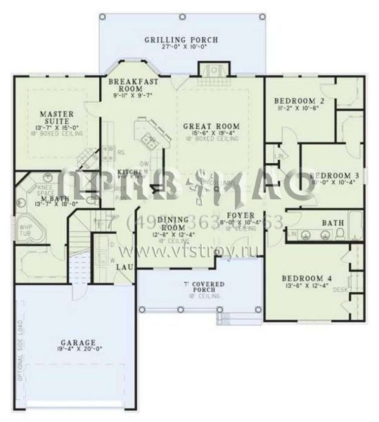 Проект одноэтажного дома с гаражом на две машины в стиле Ранчо S5-183 (110-00396)