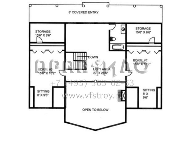 Проект двухэтажного дома без гаража в скандинавском стиле S5-624 (039-00551)