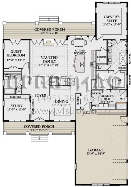 Проект двухэтажного дома с гаражом на три и более машин в современном стиле S5-307 (6849-00080)