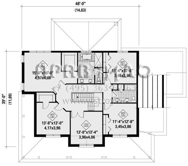Проект двухэтажного дома с гаражом на две машины в стиле Ранчо S5-285 (6146-00509)