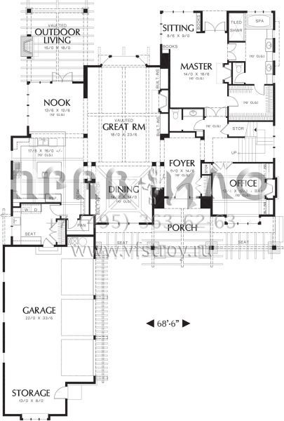 Проект двухэтажного дома с гаражом на три и более машин в стиле Ранчо S5-406 (2559-00614)
