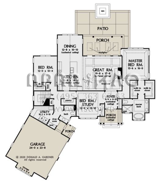 Проект одноэтажного дома с гаражом на две машины в американском стиле S5-206 (2865-00118)