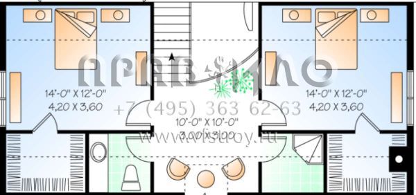 Проект двухэтажного дома с гаражом на одну машину в стиле Ранчо S5-208 (034-00019)