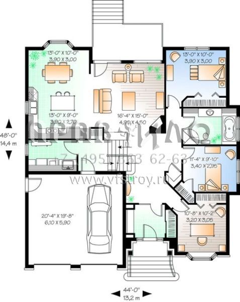 Проект двухэтажного дома с гаражом на две машины в английском стиле S5-202 (034-00736)