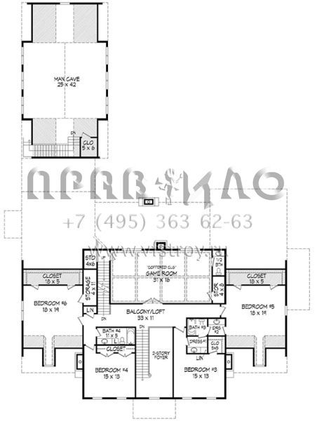 Проект двухэтажного дома с гаражом на три и более машин в стиле Особняк S5-637 (940-00020)