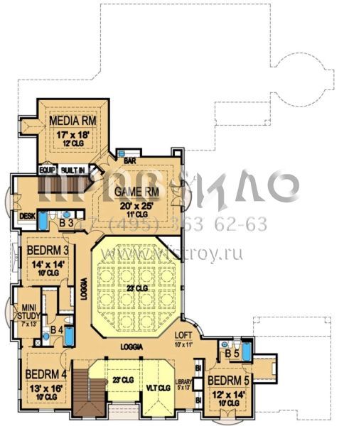 Проект двухэтажного дома с гаражом на три и более машин в современном стиле S5-668 (5445-00182)