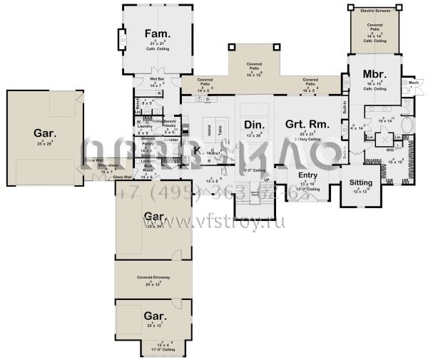 Проект двухэтажного дома с гаражом на три и более машин в современном стиле S5-463 (963-00869)
