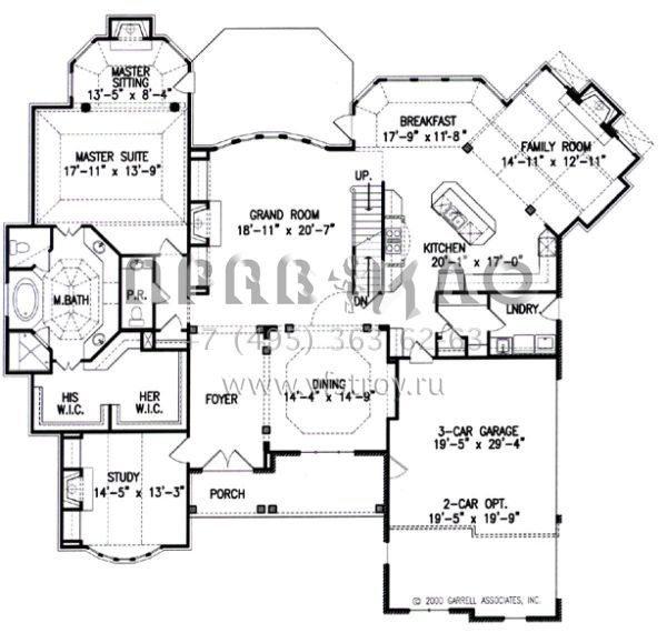 Проект двухэтажного дома с гаражом на три и более машин в современном стиле S5-361 (699-00003)