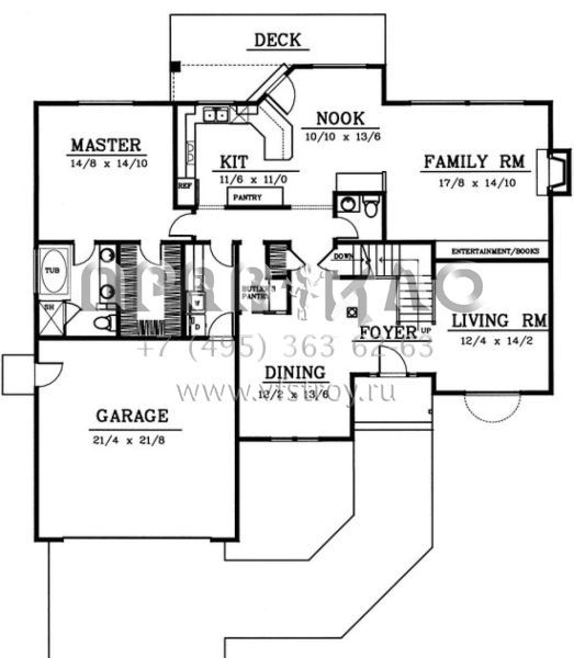 Проект двухэтажного дома с гаражом на две машины в стиле Ранчо S5-228 (692-00175)