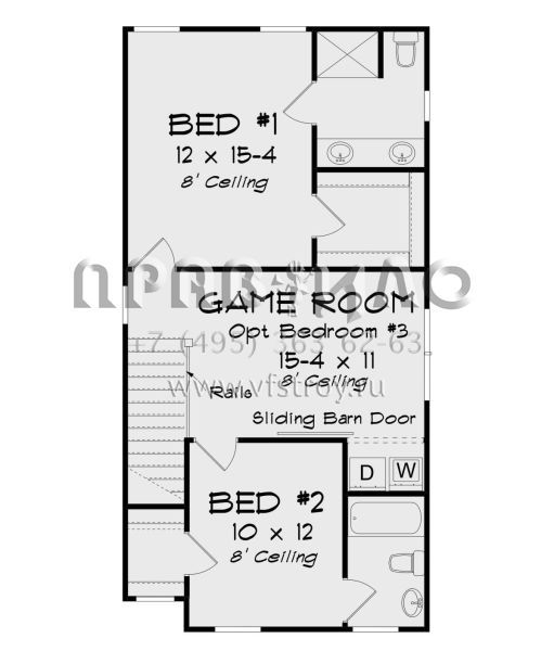 Проект двухэтажного дома без гаража в стиле Ранчо S5-145 (4848-00355)
