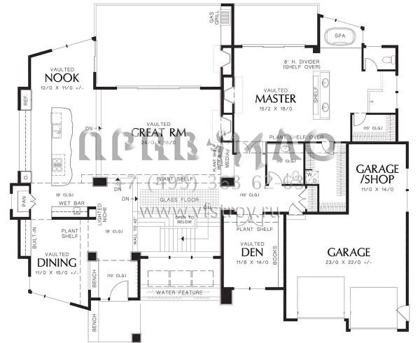 Проект одноэтажного дома с гаражом на три и более машин в современном стиле S5-427 (2559-00183)