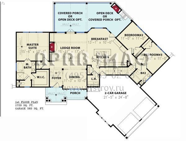 Проект одноэтажного дома с гаражом на две машины в стиле Шале S5-161 (699-00137)