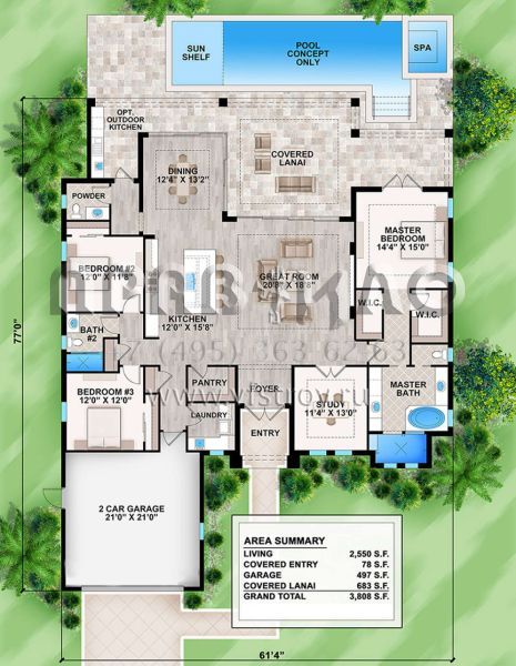 Проект одноэтажного дома с гаражом на две машины в современном стиле S5-237 (5565-00046)