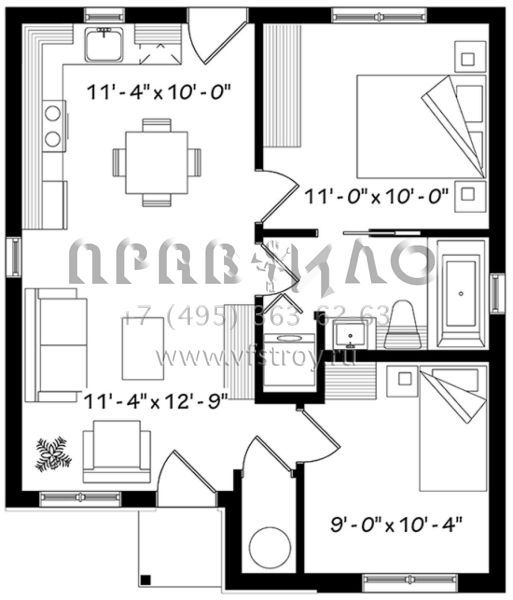 Проект одноэтажного дома без гаража в американском стиле S5-58 (034-01118)