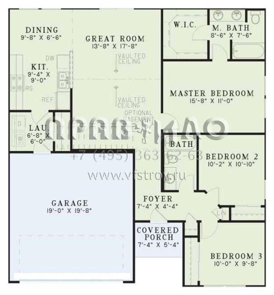 Проект одноэтажного дома с гаражом на две машины в стиле Ранчо S5-116 (110-00487)