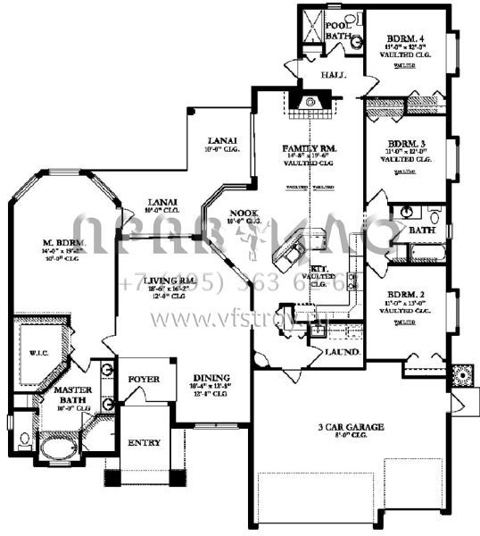 Проект одноэтажного дома с гаражом на три и более машин в английском стиле S5-227 (3978-00072)