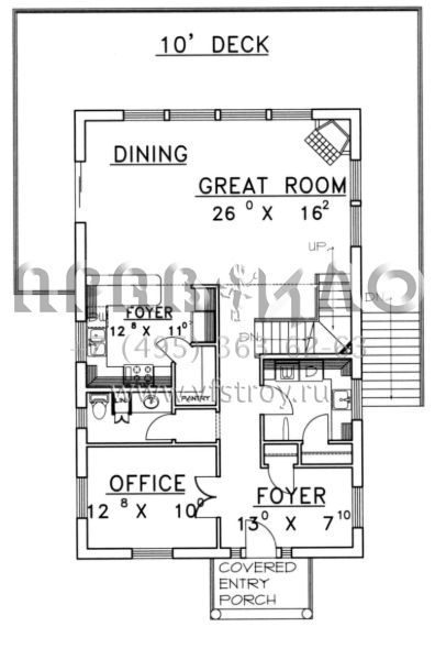 Проект трехэтажного дома без гаража в стиле Ранчо S5-276 (039-00108)