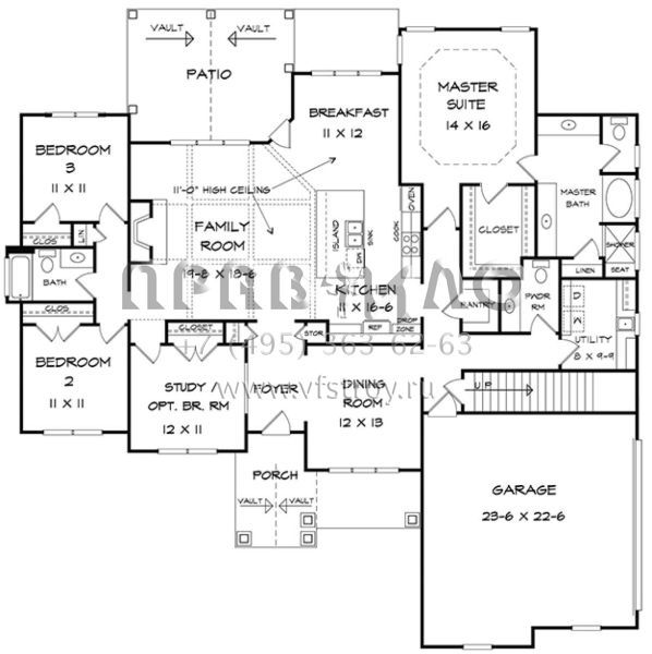 Проект одноэтажного дома с гаражом на две машины в американском стиле S5-213 (6082-00019)