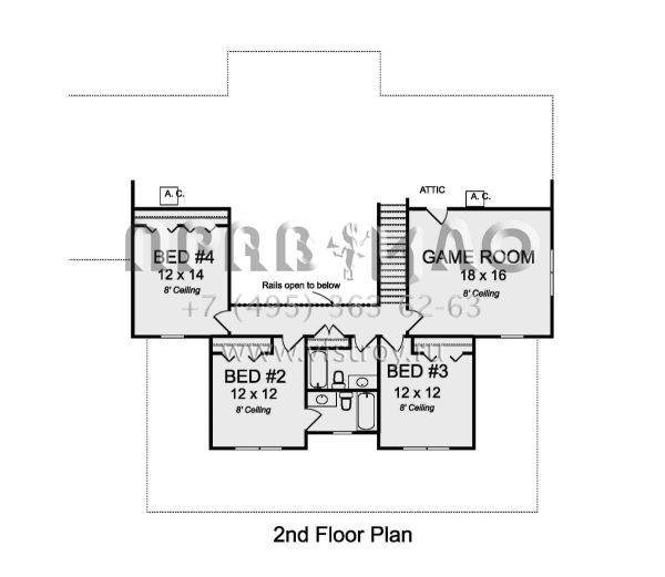 Проект двухэтажного дома с гаражом на три и более машин в стиле Ранчо S5-303 (4848-00383)