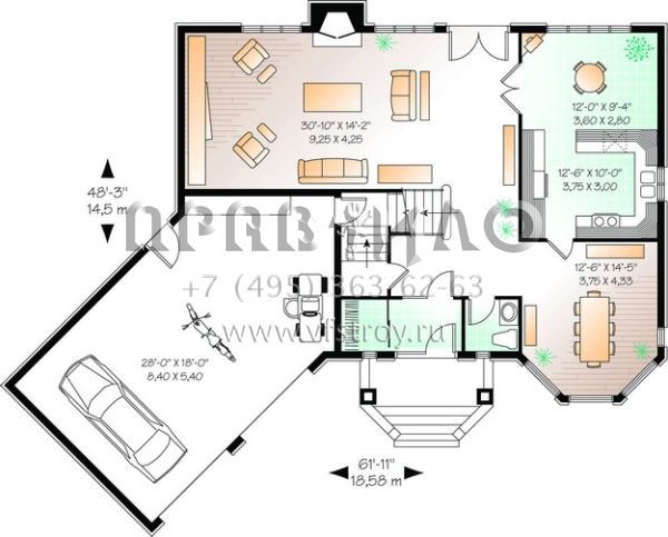 Проект двухэтажного дома с гаражом на две машины в английском стиле S5-286 (034-00501)