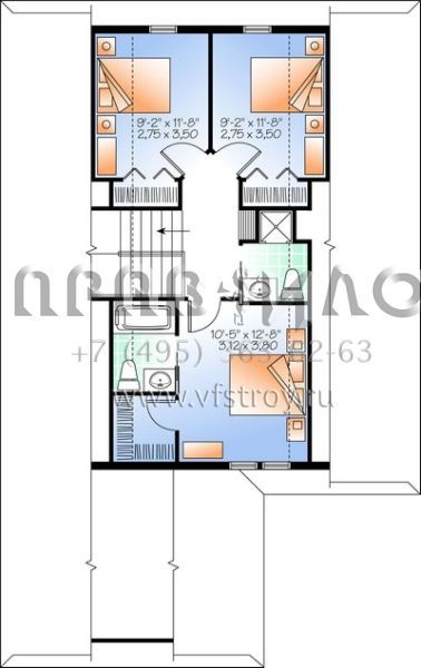 Проект двухэтажного дома с гаражом на одну машину в стиле Ранчо S5-272 (034-01050)