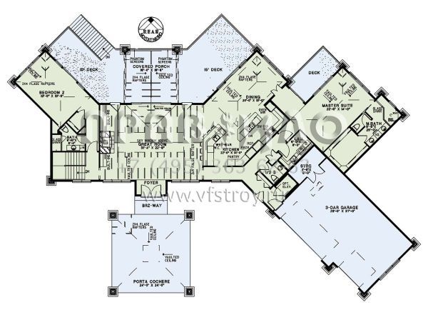 Проект двухэтажного дома с гаражом на три и более машин в стиле Райт S5-449 (110-01064)