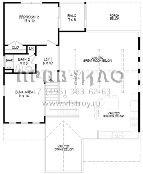 Проект двухэтажного дома без гаража в стиле Шале S5-174 (940-00015)
