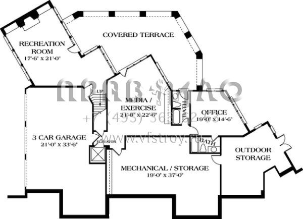 Проект двухэтажного дома с гаражом на три и более машин в современном стиле S5-679 (3323-00526)