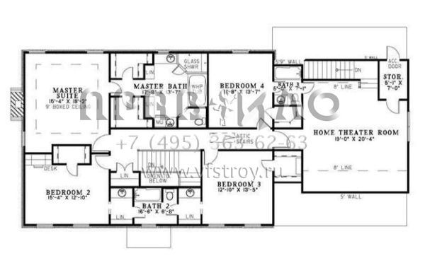 Проект двухэтажного дома с гаражом на две машины в стиле Ранчо S5-288 (110-00538)