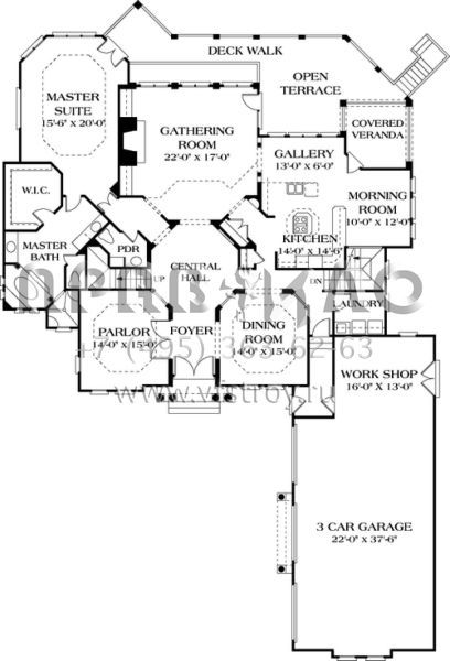 Проект двухэтажного дома с гаражом на три и более машин в стиле Ранчо S5-508 (3323-00417)
