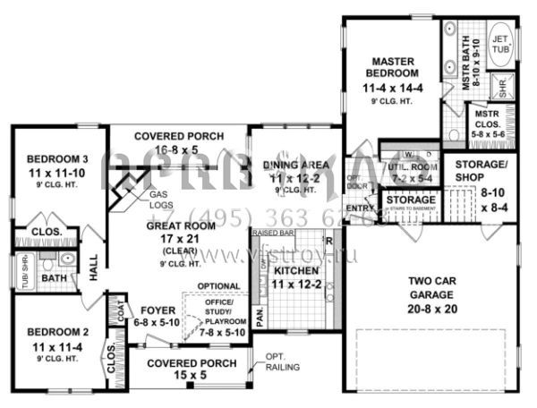 Проект одноэтажного дома с гаражом на две машины в стиле Ранчо S5-140 (348-00020)