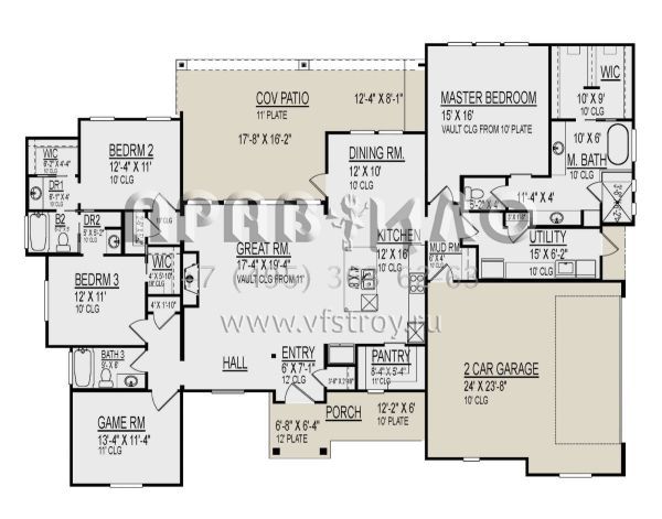 Проект одноэтажного дома с гаражом на две машины в американском стиле S5-224 (9300-00053)